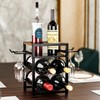 KLM Wine Rack Countertop, 6 Bottle 4 Glass Holder, Modern