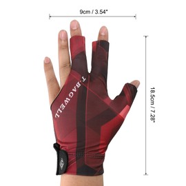 PATIKIL 3 Finger Pool Glove Left Hand, Billiard Gloves for Shooter Carom Pool Snooker Cue Sport, Black Red