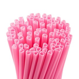 Cute Pink Heart-Shaped Straws, Pack of 50 Pink Reusable Drinking Straws Party Cocktail Straw for Valentine's Day, Birthday Party Decoration, Wedding Favors