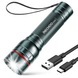 Rechargeable Flashlights High Lumens, G1000 Super Bright Flash Light Grey, Small Zoomable LED Flashlight with 3 Lighting Modes, Portable Tactical Flashlight for Camping Essentials (Battery Included)