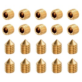 uxcell 30Pcs Set Screws M3x4mm Brass Cone Point Hex Socket Grub Screws for Machinery, Home Repairs, and Fixtures Gold Tone