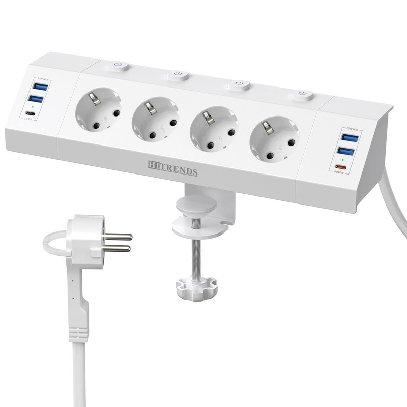 Table Socket 4 Compartments with 2 USB C, Corner Socket