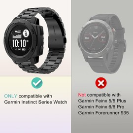 Metal Strap for Garmin Instinct 2, Quick Release Stainless Steel Replacement Strap, Classic Business Style Strap Compatible with Garmin Instinct/Instinct 2/ Instinct Tide/Instinct Tactical