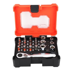 23 Pcs Socket Wrench Set Multi Functional 1/4 Inch Drive Socket S2 Screwdriver Bit 72 Tooth Ratchet Wrench