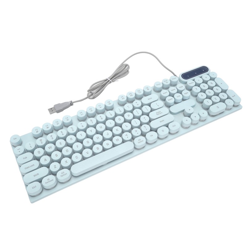Gaming Keyboard USB Round 104 Keycaps Backlit Ergonomic Fodable Feet
