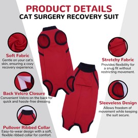 Hjyokuso Cat Bodysuit After Surgery Size L, Soft Body Cat After Op, Cat Clothing for Cats, Cotton Cat Bodysuit After Surgery Castration Cat, Healing Suit, E-Collar Alternative