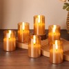 Girimax Gold Glass Flameless Votive Candles with Remote Timer, Real