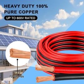 12 Gauge Wire 100 Feet, 12/2 AWG Pure Copper Wire, 12AWG 2 Conductors Red Black Oxygen Free Stranded Low Voltage Wire for Solar Panel, Automotive, Audio Auto, LED Lighting(12 AWG 100FT)
