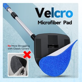 XINDELL Windshield Cleaner Tool, Car Window Cleaning Kit with 5 Reusable Microfiber Pads, Extendable Handle & 360° Rotating Head, Safety Hammer, Streak-Free Auto Glass Wiper for Car Truck SUV RV