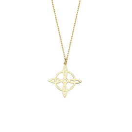 MIONZA 14K Solid Gold Witches Knot Necklace - Celtic Knot Pendant, Wiccan Jewelry, Versatile Cable Chain, Gift for Her, 14K Solid Gold and Gold Plated Opitions (14K Solid Gold)
