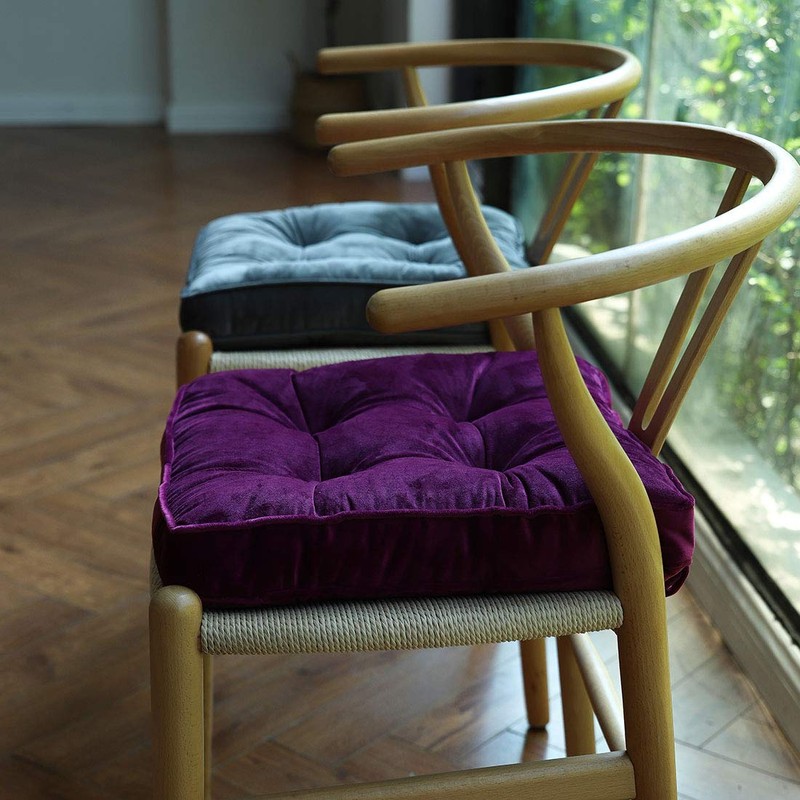 vctops Soft Velvet Chair Pads with Ties Comfy Solid Seat