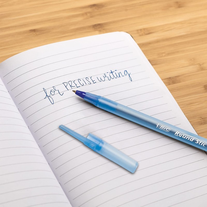 Bic Corporation Round Stic Ballpoint Stick Pen Blue Ink, Fine,