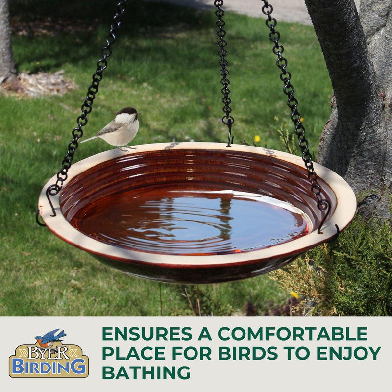 BYER OF MAINE Circles Hanging Bird Bath, Porcelain, Glaze Finish,