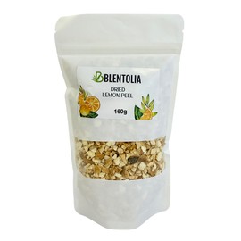 Blentolia Dried Lemon Peel – 100% Natural, Sun-Dried, Zesty Lemon Flavor – Ideal for Herbal Teas, Baking, Cooking & DIY Skincare – 160g Resealable Pouch
