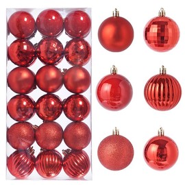 BSTMOME 4CM Hanging Christmas Baubles Tree Decoration Party Ornaments, Shatterproof Ball Hanging for Xmas Tree Party Decoration Frosted Ball, Matte, Shiny 36 Packs (Red)