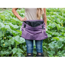 Roo Garden Apron - The Joey - Gardening, Work and Harvesting Tool Belt with Storage Pockets and Canvas Pouch - Womens One Size Fits All - Cotton Canvas, Machine Washable -Purple Orchid