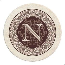 Thirstystone Monogram Letter N 4 Pack Sandstone Coasters Manufactured in The USA Decorative Absorbent Easily Wipes Clean