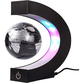 Magnetic Levitating Globe with LED Light，Floating Worlds Map，Desk trinkets，Home Office Unique Decor，Floating Globes with Touch Switches，Cool Tech Gifts for Men/Father/Husband/Boyfriend/Kids/Boss