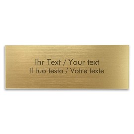 Engraved Name Plate with Your Desired Text Rectangle Acrylic Sign in Brass Effect - 125 x 45mm Gold Metallic - Door Sign Engraved Plaque