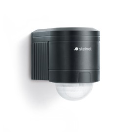 Steinel 602710 Motion IS 240, black, passive infrared, energy efficient, IP54, insulation class II, for interior and exterior, 240 ° detection, incl. Corner wall mount