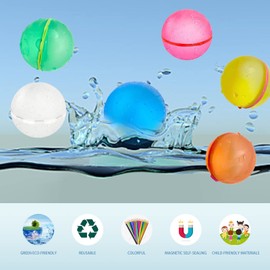 4Pcs Reusable Water Balloons Refillable Water Balloons Quick Fill Self-Sealing Soft Silicone Water Bombs Splash Balls for Fun Outdoor Water Fight Games Toys Summer Pool Beach Toys for Kids ages 3+