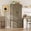 IDEALHOUSE Kitchen Pantry Storage Cabinet with Barn Doors, Drawer, and
