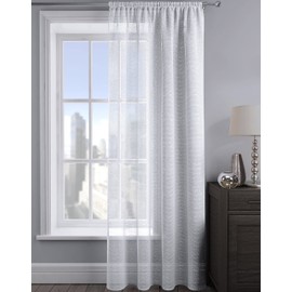 Intimates 2 Panels Woven Shimmer Voile Curtains Window Voile Panels Drapes Treatment for Bedroom and Living (White, 54" w X 54" d)