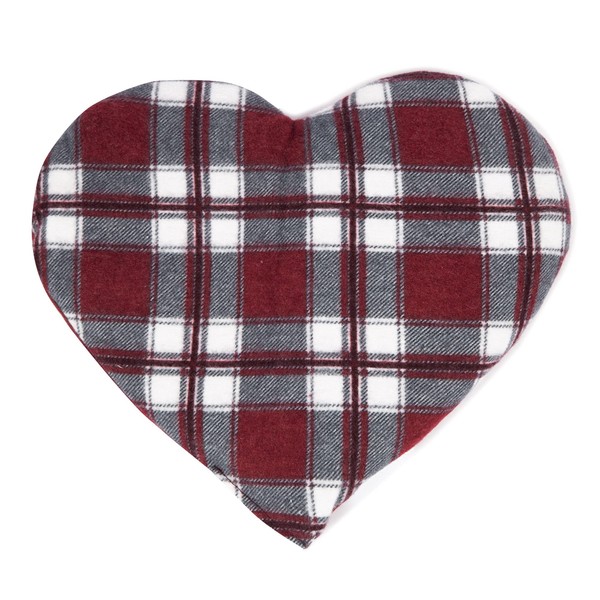 Organic Spelt Cushion Heart Approx. 30 x 25 cm - Flannel Checked Red - Heat Cushion - Grain Pillow - A Charming Gift - Heart Cushion
