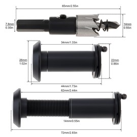 HOJLKLD Door Viewer Peephole, Solid Brass 180 Degree Peephole with 5/9 Inch Drill Bit for 1-3/8" to 2-1/6" Doors, Door Viewer with Privacy Cover for Office Home Hotel (Black)