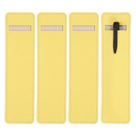 PATIKIL 7 Inch Pen Sleeve Case, 4Pcs PU Leather Pen Pouch Single Fountain Pouch Protective Cover Holder for Office Ballpoint Pencils Touch, Yellow