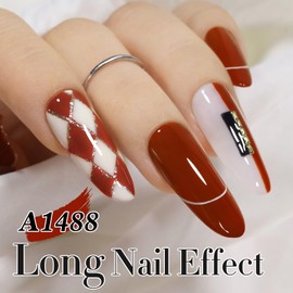 Double Rhythm 0.50 OZ Gel Polish Pastel Light Dark Deep Color 15 ML Pearl White Bottle Soak Off Nail Polish Art Salon at Home for Women (Brick Red-B-A1488)