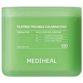 Mediheal Tea Tree Trouble Soothing Derma Pad 2nd generation, 100 sheets, 1 piece / 메디힐 티트리 트러블 진정 더마 패드 2세대, 100매입, 1개