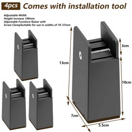 SciFiVisi Adjustable Bed Raiser Furniture Riser 10 cm (Black 10 cm)