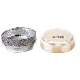 (400 Pack) - 9 Inch Disposable Round Aluminum Foil Take-Out Pans with Plastic Lids Set - Disposable Tin Containers, Perfect for Baking, Cooking, Catering, Parties, Restaurants by EcoQuality