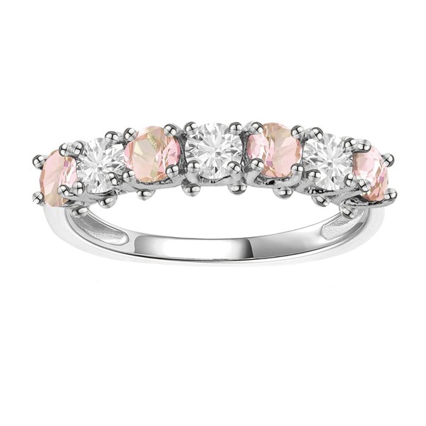 Tirafina Lab-Created Pink Champagne Sapphire and Lab-Created White Sapphire Band