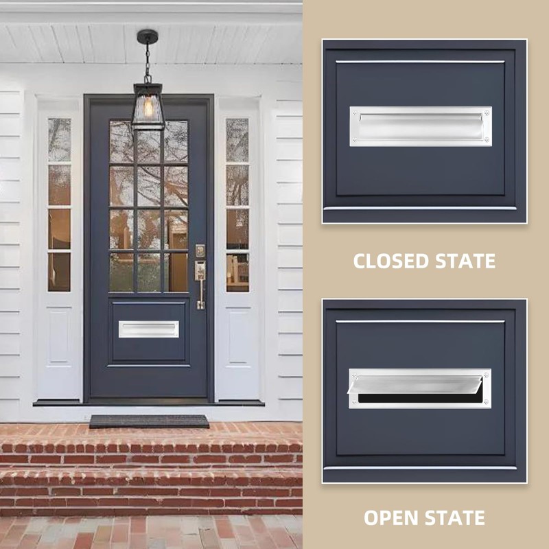 Mail Slot Matte Black,13Inch Stainless Steel Mail Slot Cover for