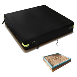 UQUUXSTAR Sandbox Cover Waterproof 600D Oxford Cloth PVC Coating Rainproof Anti UV Heavy Duty Square Sandbox Cover, Black, 59" x 59" x 7.9"