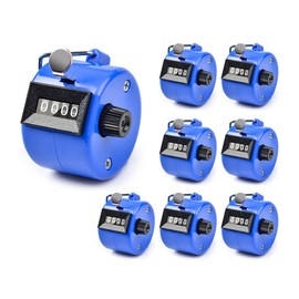 Hitopin 8 pieces mechanical hand counter, hand counter, metal counter, clicker counter, 4-digit counter, hand counter counter, clicker, for knitting, people, golf and row counter (blue)