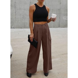 Dokotoo Women's High Waisted Baggy Wide Leg Pants - Mom Boyfriend Cargo Jeans for Women - Trendy Casual 2024 Trouser - 4 Pockets - Gray