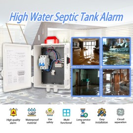 Sump Pump Alarm with Pump Control Panel, Zelinhol High Water Septic Tank Alarm Featuring 110DB Water Level Alarm, Indoor/Outdoor Alarm Light for Sump, Septic Pump, Pond and Water Tank