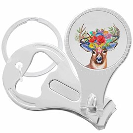 Deer Flowers Antlers Nail Clippers Plus Bottle Opener Keychain