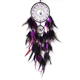 SOYUZU Black and Purple Feather Dream Catchers for Bedroom, Dream Catcher with Pendant, Large Dream Catcher for Wall Hanging Decor Crafts