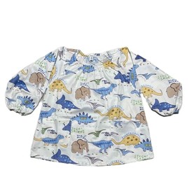 Miki Kids m-ap012 Children's Apron, Long Sleeve, Smock, For Meals, Drawing, Love Vehicles, Car Pattern, Airplane Pattern, Boys, Fully Wearable Type, With Pockets, dinosaur-3