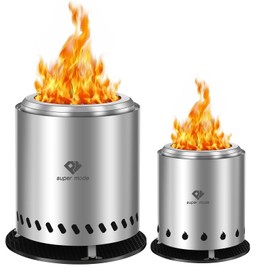 PY SUPER MODE Tabletop Fire Pit with Stand 10.2 x 8.7 in, Smokeless Firepit Camping Outdoor Table Top Firepit for Urban & Suburbs with Portable Travel Bag, Fueled by Pellets or Wood, Stainless Steel