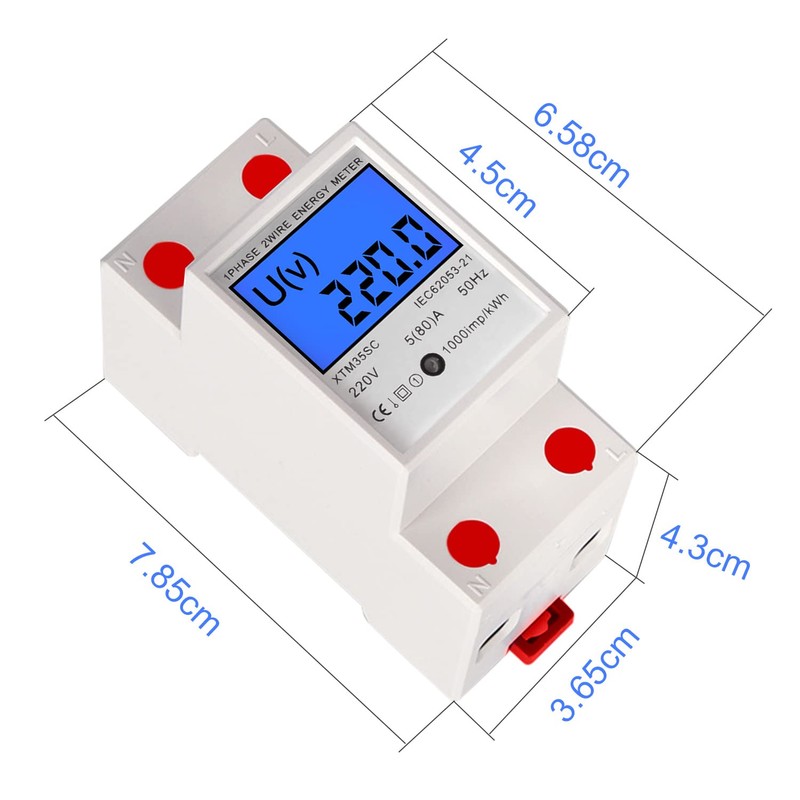 Electricity Meter, DIN Rail, LCD Digital AC Meter, DIN Rail
