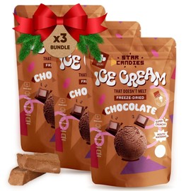 Star Candies Freeze Dried Chocolate Ice Cream Chocolate | No Melting Freeze Dried Candy | Crunchy & Delicious Camping Food | Premium Astronaut Ice Cream loved by Kids and Adults | Space and Astronaut Snack | Gift Set for Birthday or Party (7.5 oz; 3 pack)