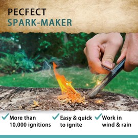 makstore 2 PACK 4 Inch Survival Ferro Rod - Flint and Steel Kit - Survival Ferrocerium Fire Starter with Striker and Paracord (2 x Army Green)