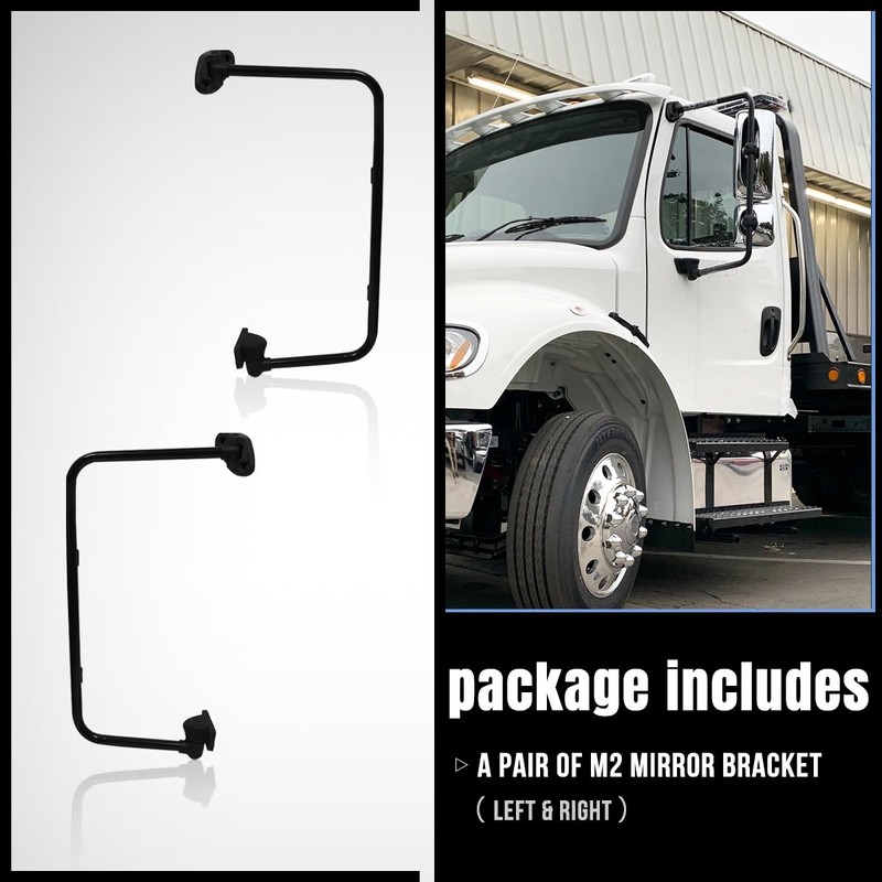 Right Black Mirror Bracket Replacement Fit for 2004-2016 Freightliner M2
