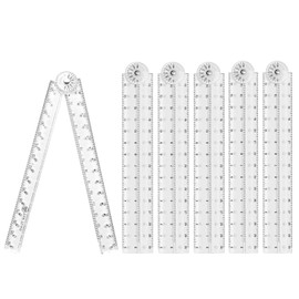 6Pack Ruler 30cm Folding, Clear Foldable Ruler, Geometric Measuring Tool with Angle Line Folding Ruler 30cm for Architects Artists Office
