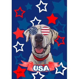 Labrador Yellow/White - Best of Breed HHS Patriotic House Flag